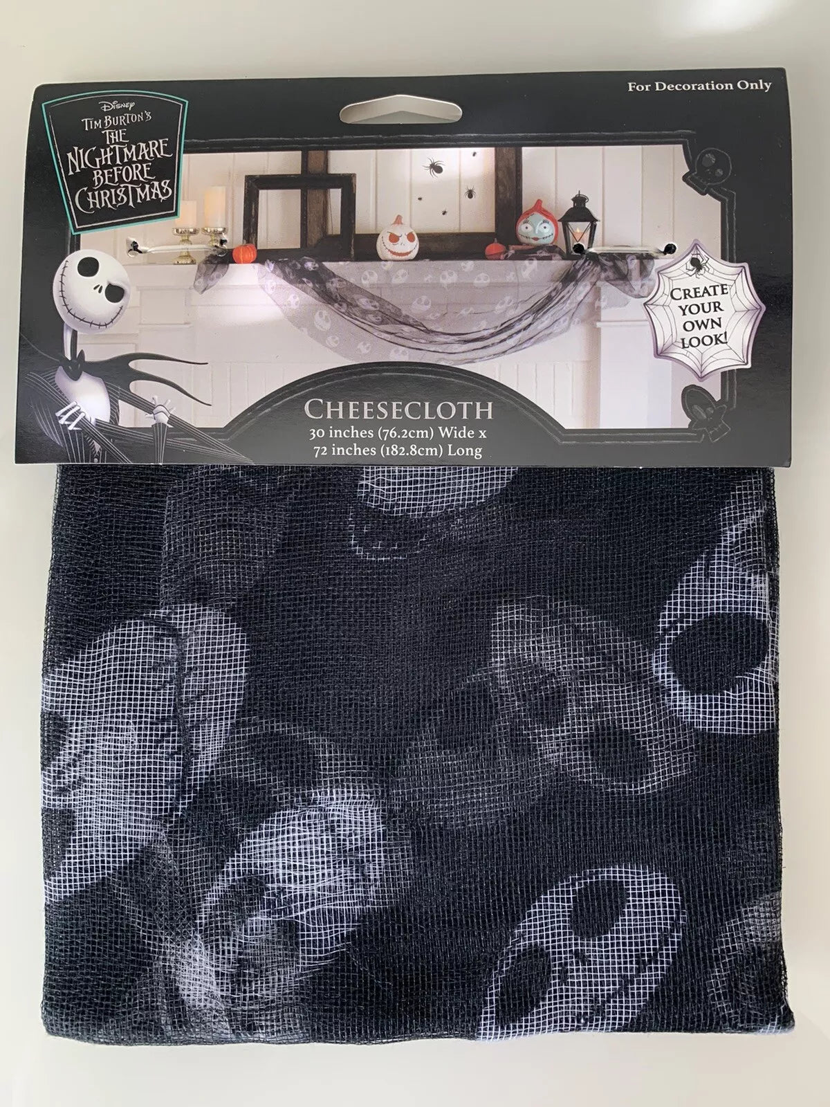 Gasa de plata con diseño de Jack Skellington de NBC de 183 cm x 76 cm