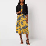 Conjunto de dos piezas de chaqueta y vestido negro y amarillo - Studio 1