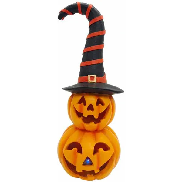 Calabaza de resina de 14" con sombrero de bruja LED