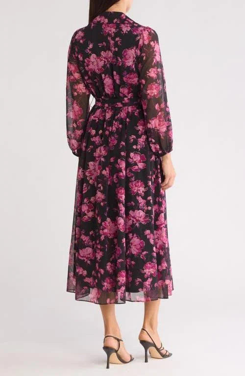 1 vestido camisero largo de manga larga con estampado floral - Sandra Darren