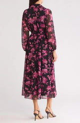 1 vestido camisero largo de manga larga con estampado floral - Sandra Darren
