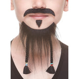 Bigote y barba de pirata para niños, negros