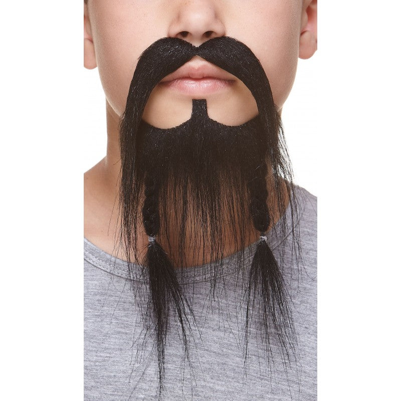 Bigote y barba de pirata para niños, negro