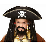 Bigote y barba de pirata para niños, negro