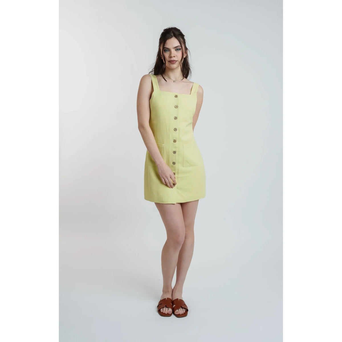 Minivestido Abotonado de Lino Limón