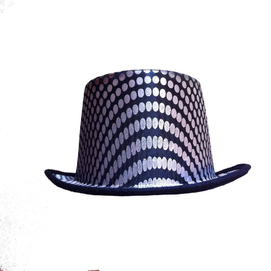 Sombrero de copa cuadrado plateado