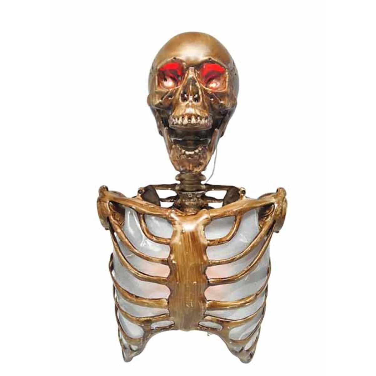 Torso con ojos iluminados y cuerpo de fuego