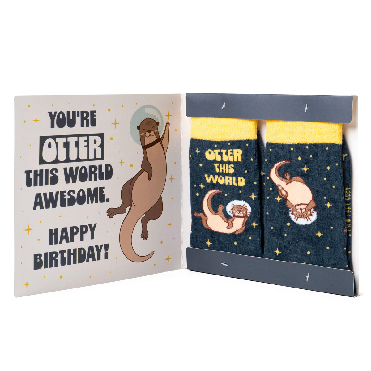 Two Left Feet Kid's IT'S YO BIRTHDAY Gift Card Sock Set - Nutria de otro mundo