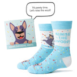Two Left Feet Kid's IT'S YO BIRTHDAY Gift Card Sock Set - Guau, qué fiesta