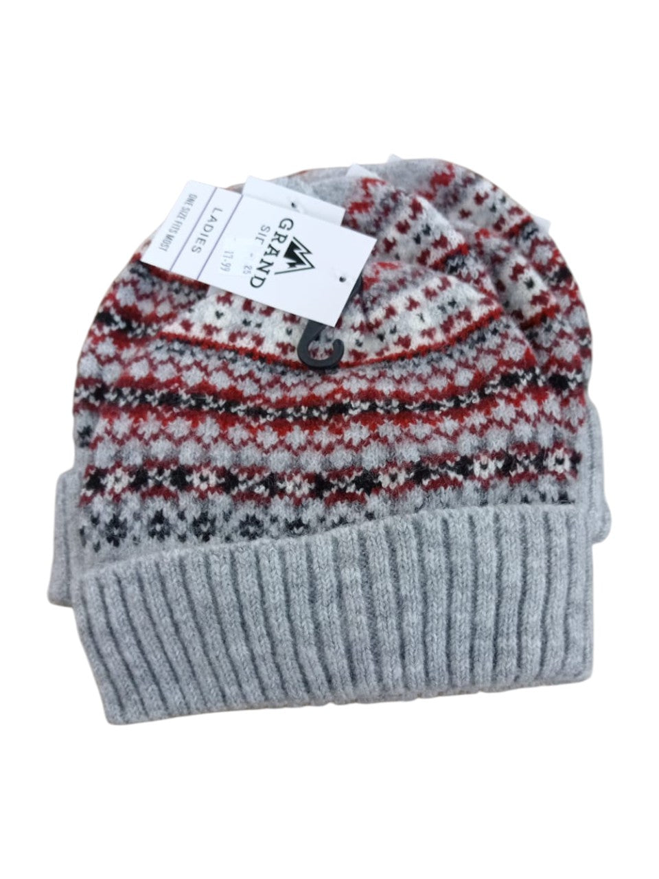 Gorro de mujer de microestampado Fair Isle con puño - Gris