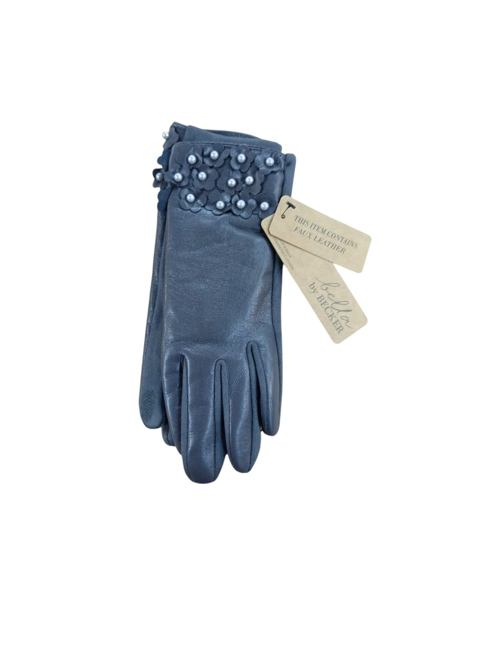 Guantes de conducción de mujer de piel sintética con flores, grises