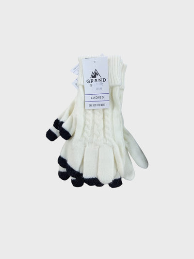 Guante Elástico para Mujer de Punto Trenzado con Pantalla Táctil - Blanco