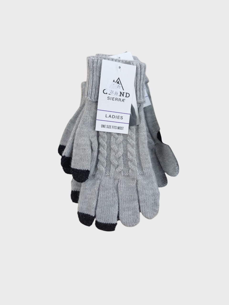 Guantes elásticos de punto trenzado para mujer, nuevos, táctiles - Gris