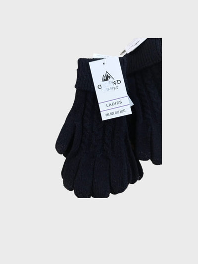 Guantes elásticos de punto trenzado para mujer con pantalla táctil - Negros