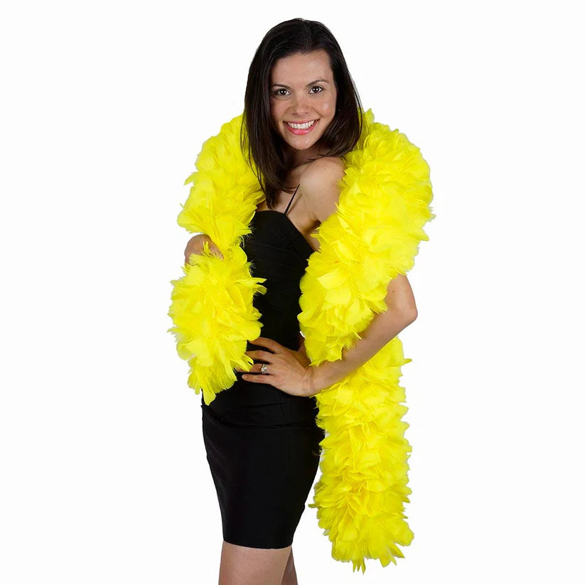 Boa de plumas de pavo de 6-8" - Amarillo fluorescente