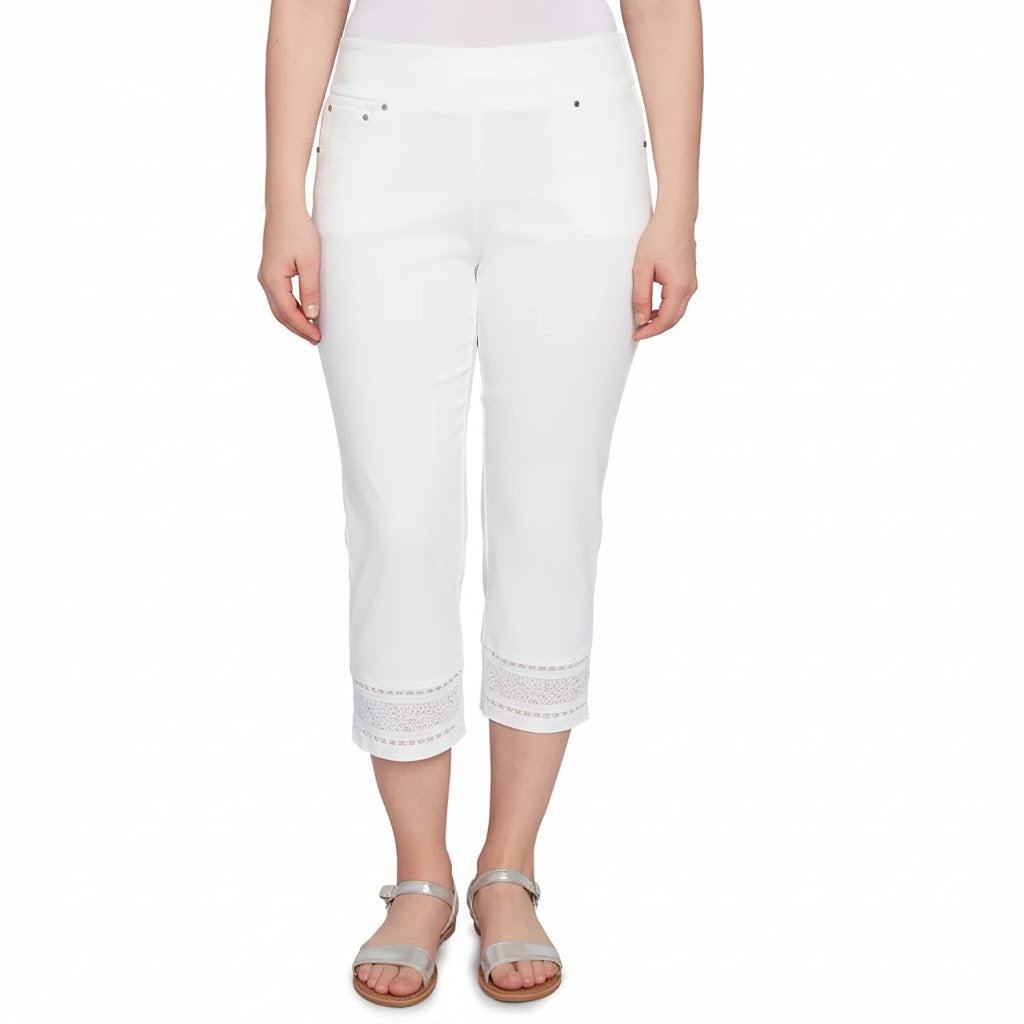 Capri de mezclilla suave Lotus Lace blanco -Ruby Rd
