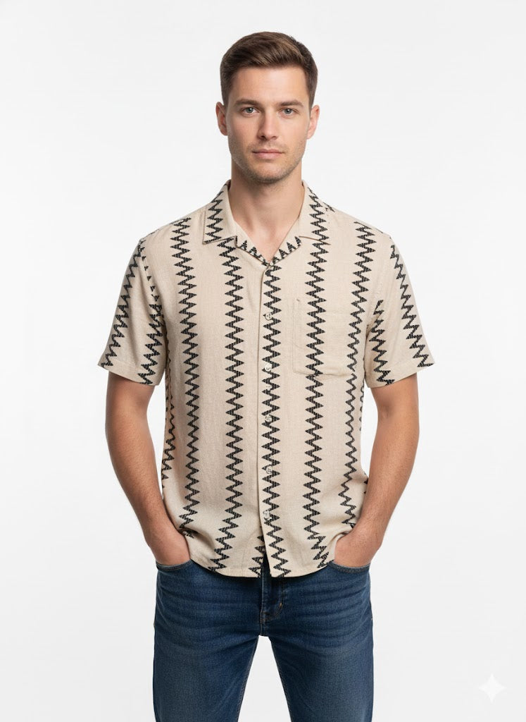 Camiseta Hombre con Estampado Crema - Zeox
