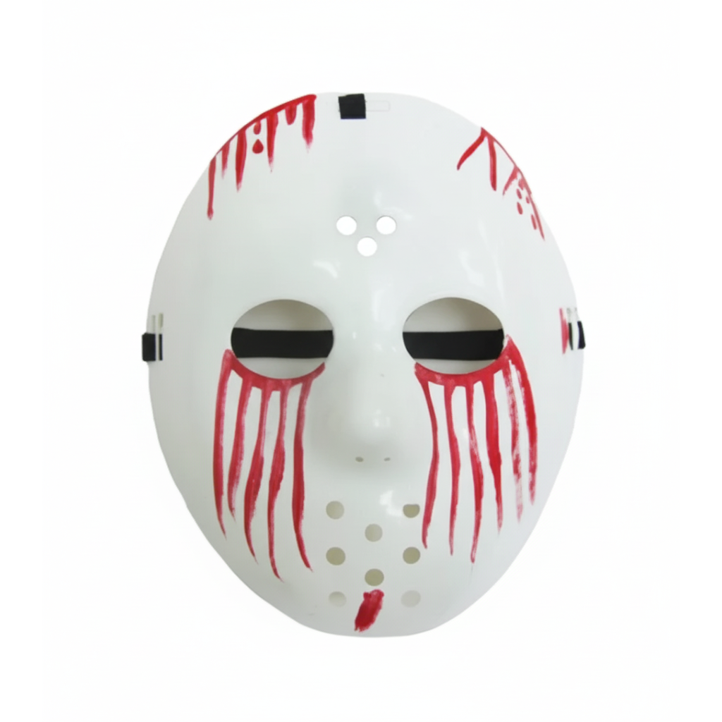 Máscara de hockey de terror con sangre pintada