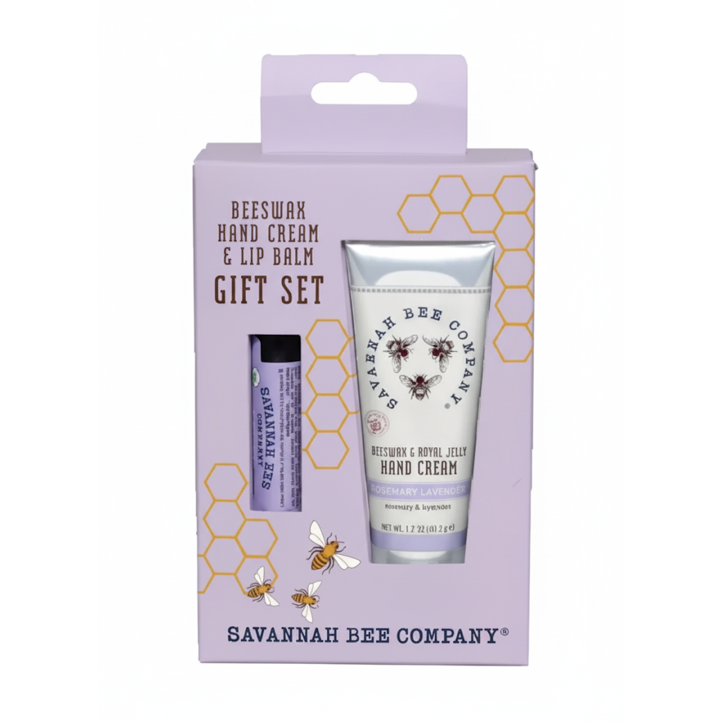 Set de regalo de crema de manos y bálsamo labial - Romero y Lavanda