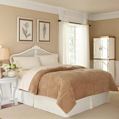 Manta Vellux Plush Lux Beige Poliéster Matrimonial/Queen