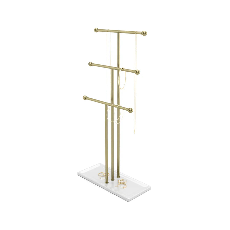 Soporte de joyería Trigen, blanco/latón