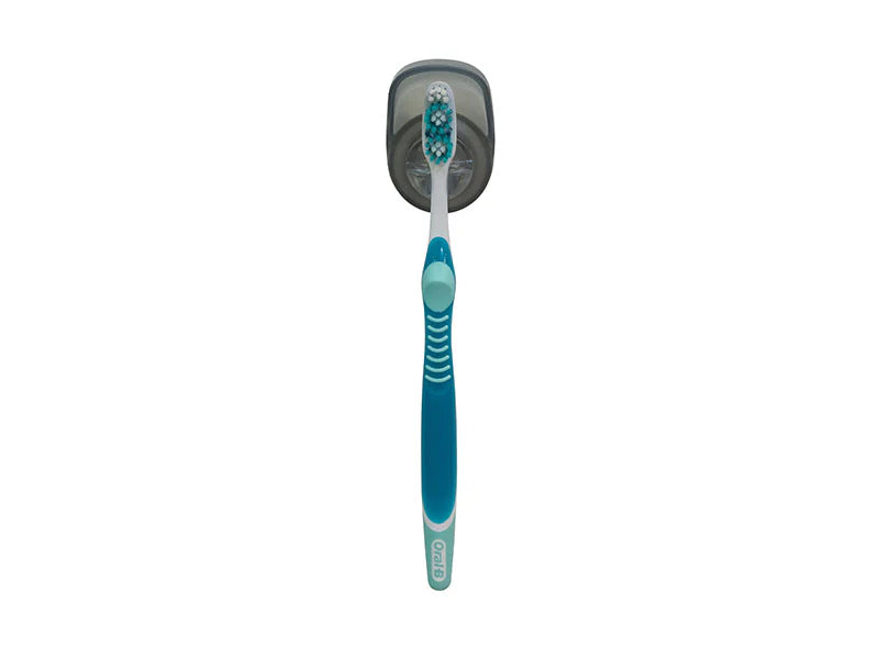 Soporte de cepillo de dientes con ventosa gris