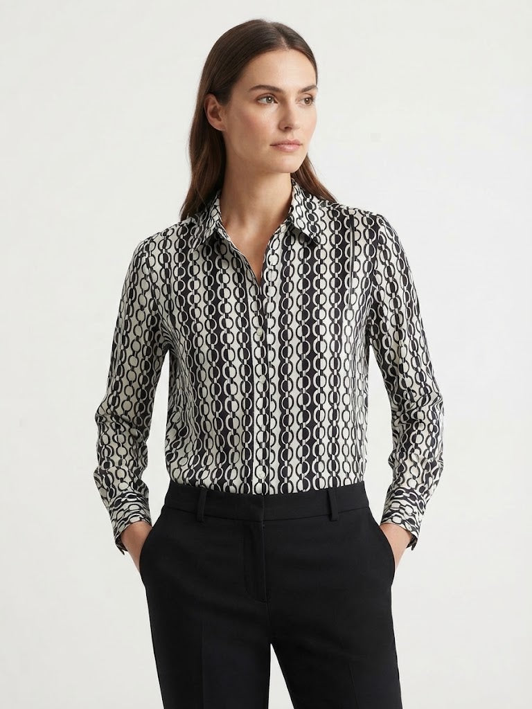 Camisa de manga larga con botones, color blanco
