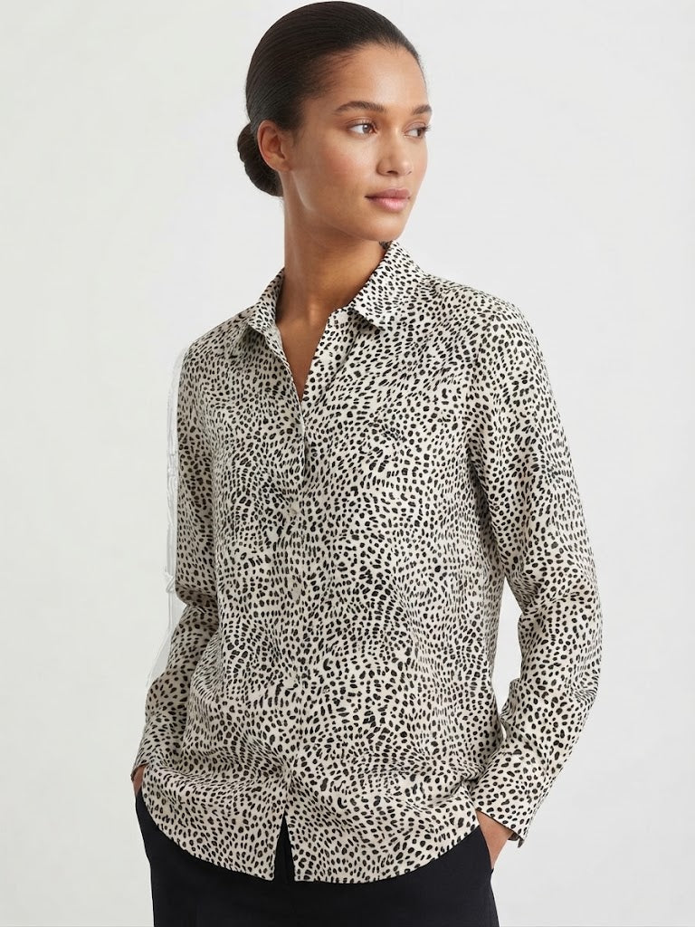 Camisa de manga larga con botones, color blanco