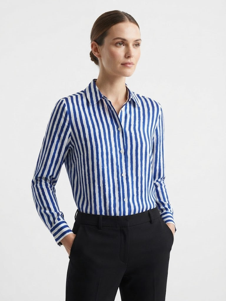 Camisa de manga larga con botones, color blanco