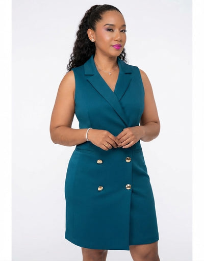 Vestido blazer sin mangas verde petróleo - Shelby & Palmer