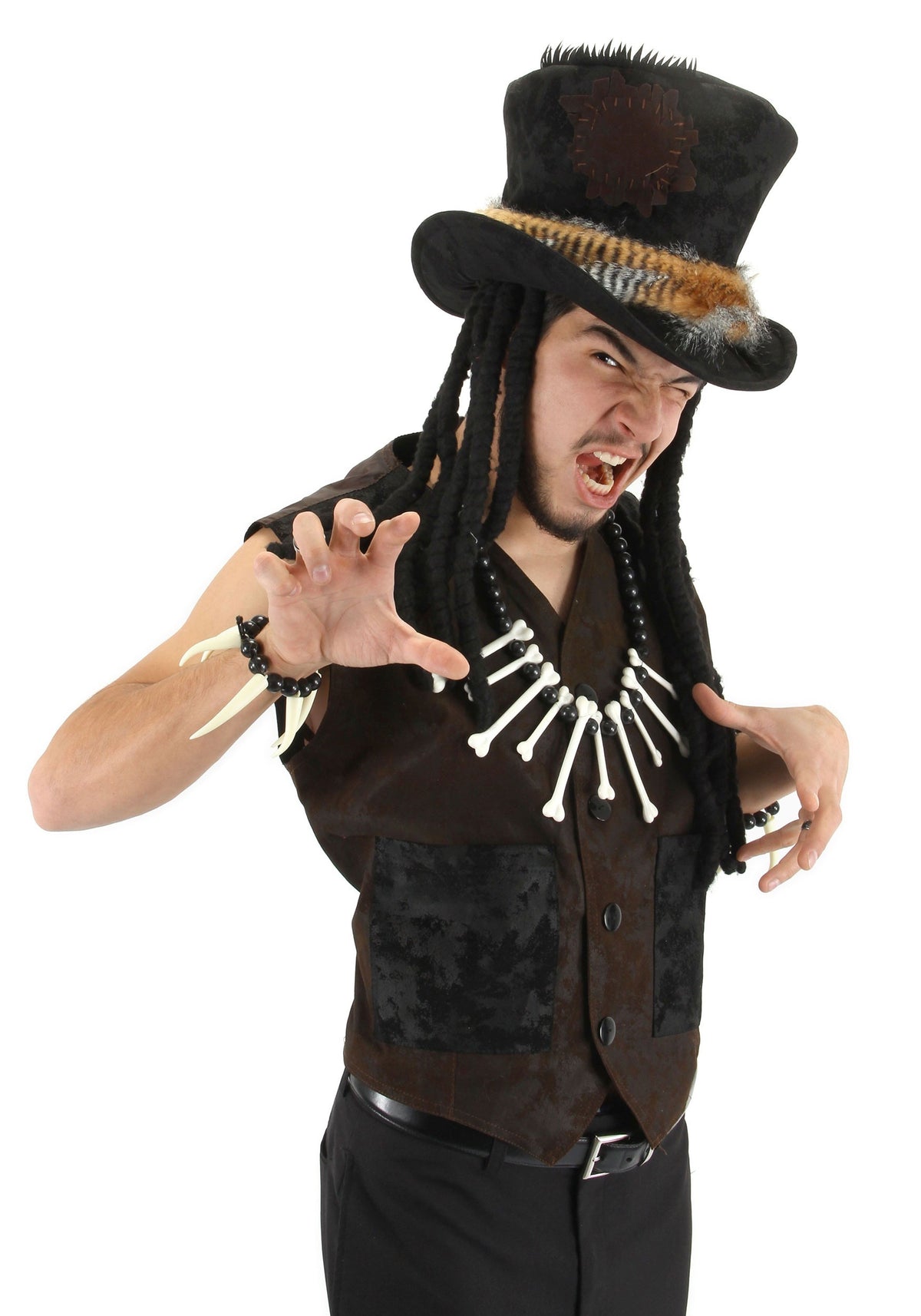 Sombrero de disfraz de peluche de brujo con rastas