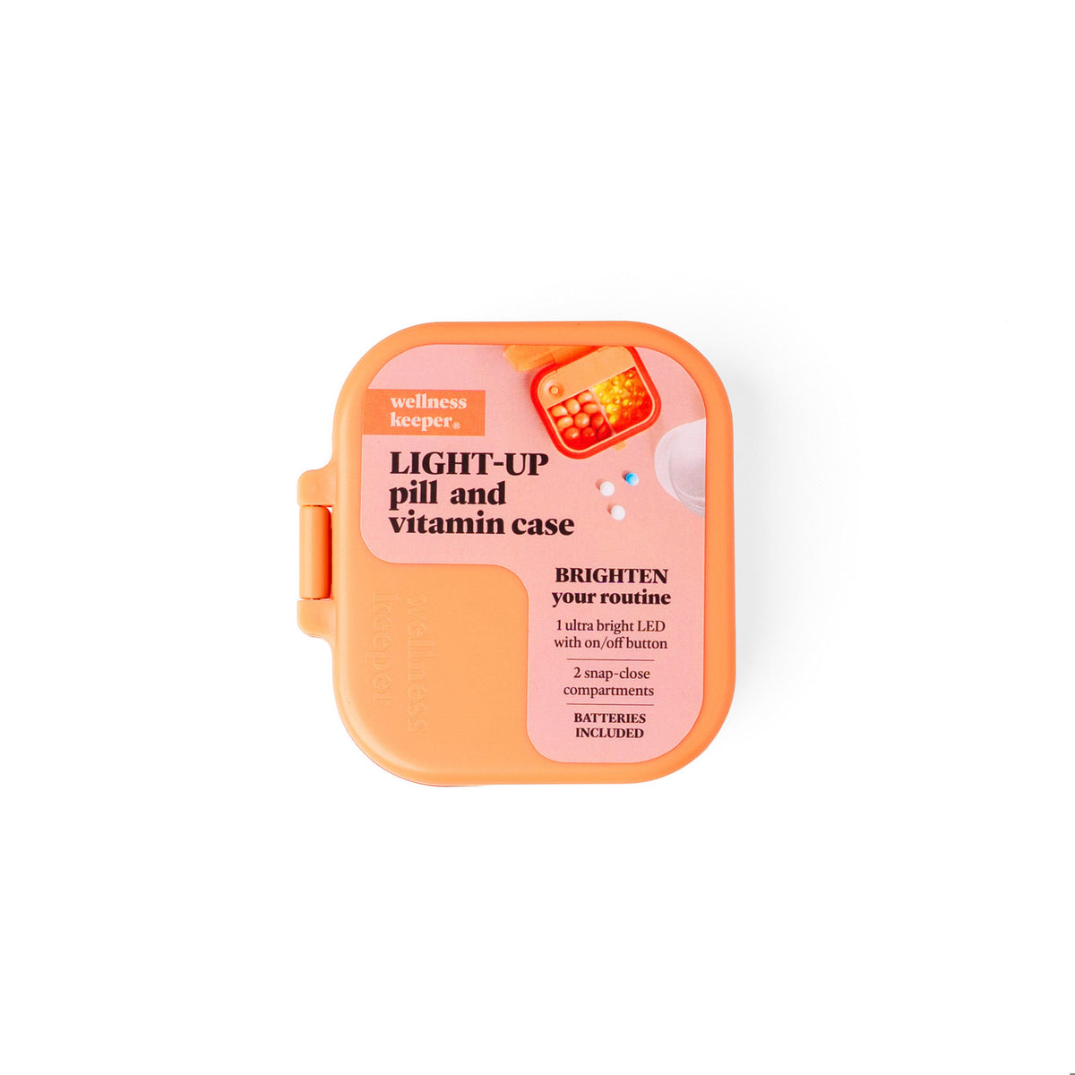 Wellness Keeper Mini pastillero y vitaminero luminoso naranja