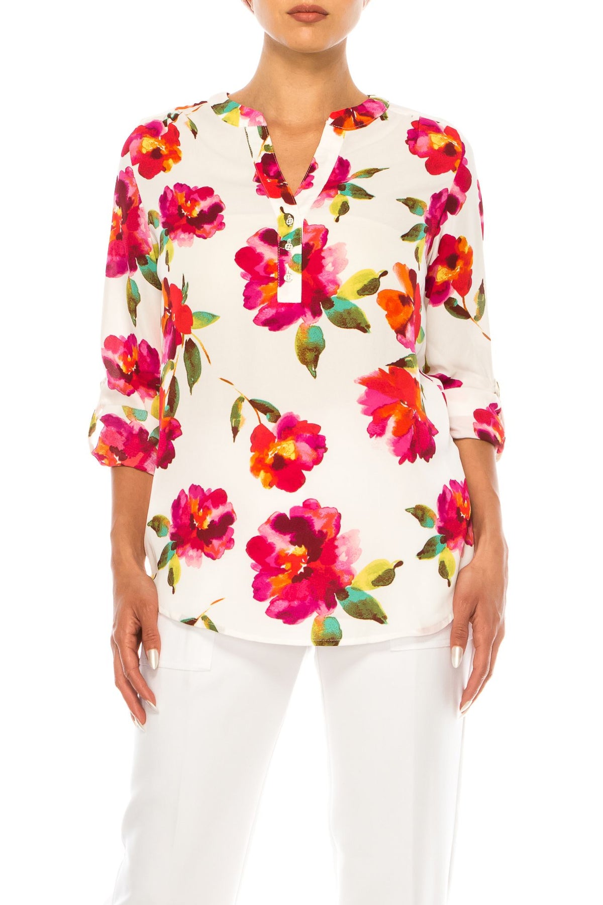 Blusa Flores Blanco/Rosa Multi - Zac & Rachel