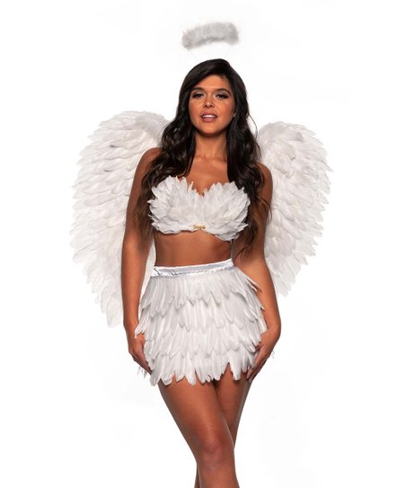 Conjunto de dos piezas de plumas blanco