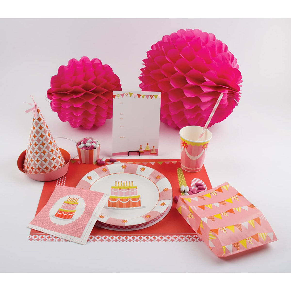 Manteles individuales temáticos "Velada de dulces retro", rosa/naranja