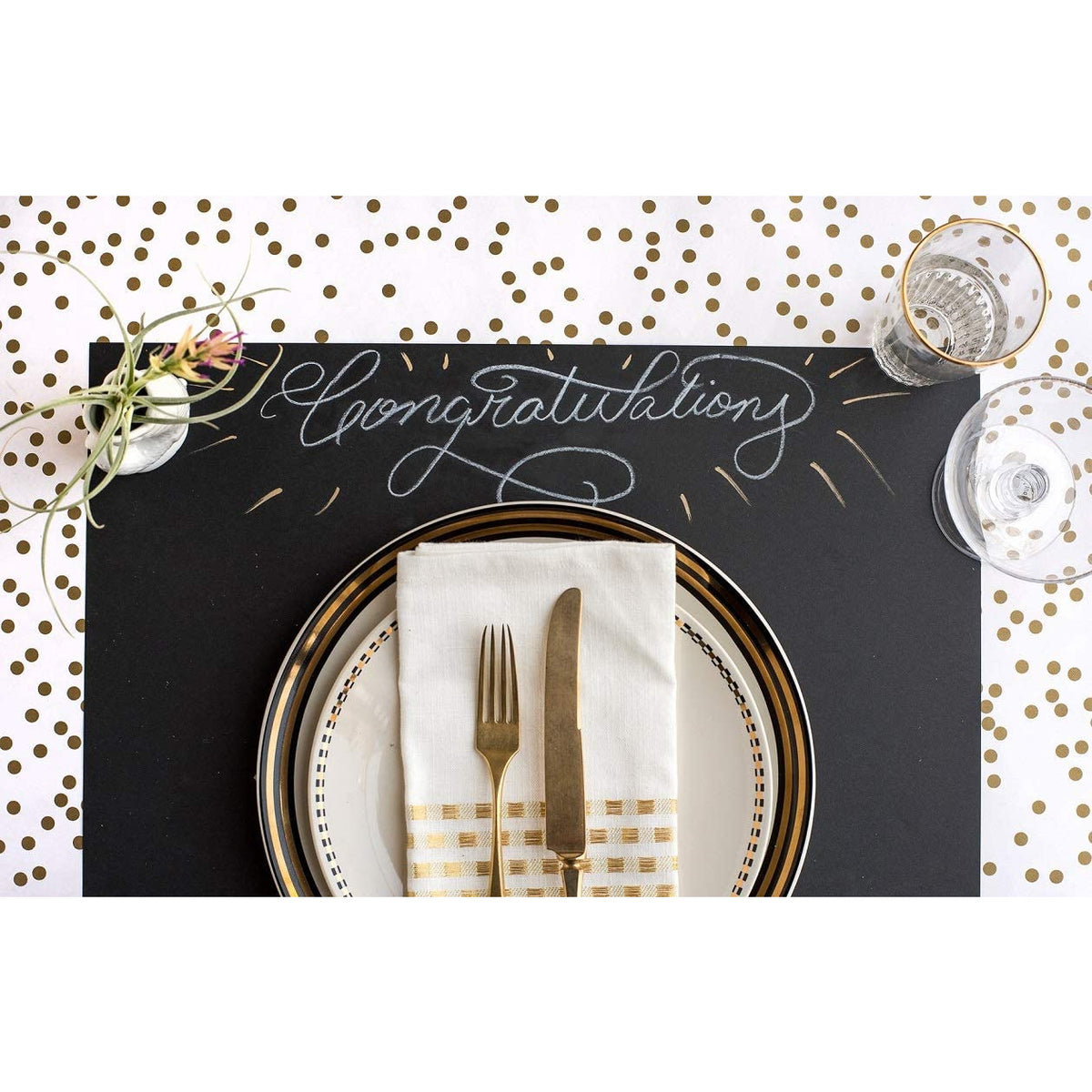 Mantel individual de papel negro de pizarra