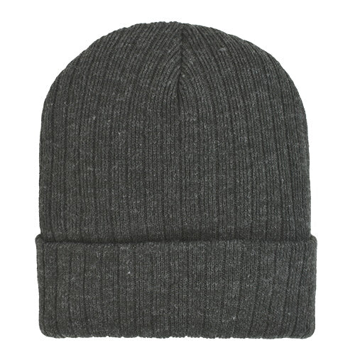 GORRO DE PUNTO ACRÍLICO CON BORDE ACANALADO - GRIS