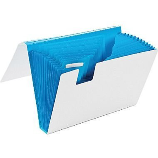 Acordeón Archivador Blanco y Azul
