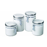JUEGO DE 4 RECIPIENTES BLANCOS C/TAPAS DE ACERO INOXIDABLE (2) YROLL