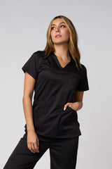 PARTE DE ARRIBA DE UNIFORME, CUELLO EN V, NEGRO