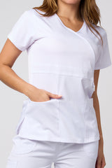 SOLID 4 WAY STRETCH MOCK NECK W/D RING WHITE SHIRT