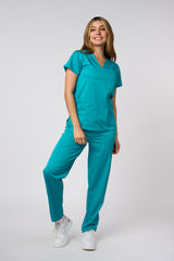 CASACA CUELLO EN V VERDE TEAL
