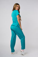 CASACA CUELLO EN V VERDE TEAL