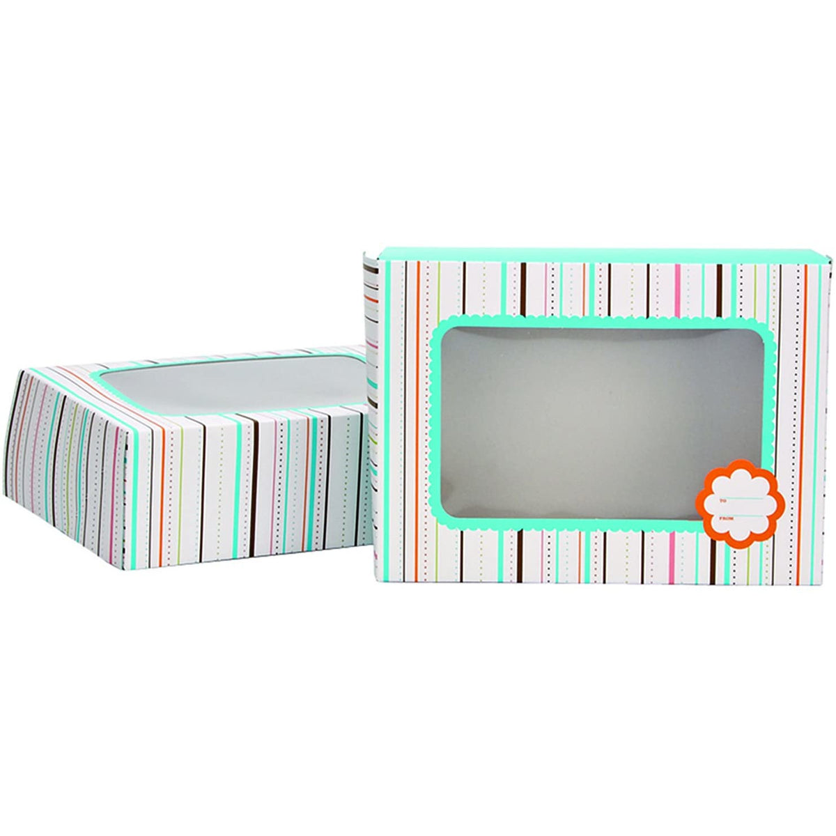 Cajas de galletas de rayas coloridas, grandes, multicolor, paquete de 2