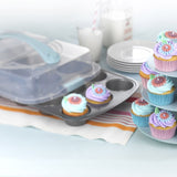 Juego de bandeja para magdalenas antiadherente Bake-Take-Serve con soporte escalonado