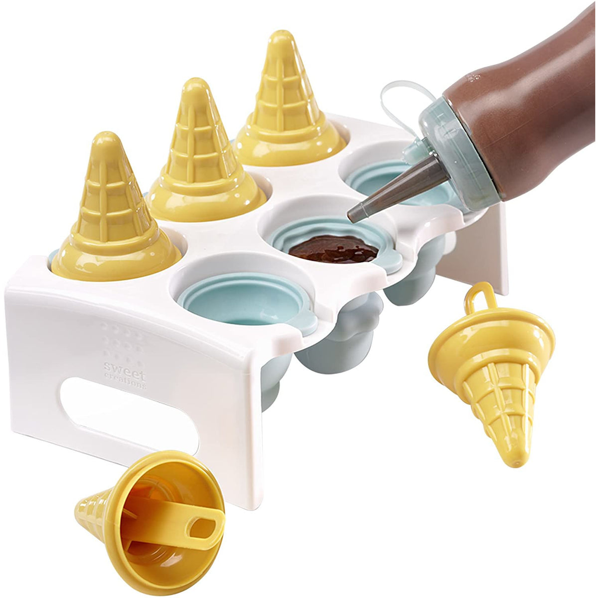 Molde para Mini Paletas Congeladas de 6 Unidades con Bandeja Azul