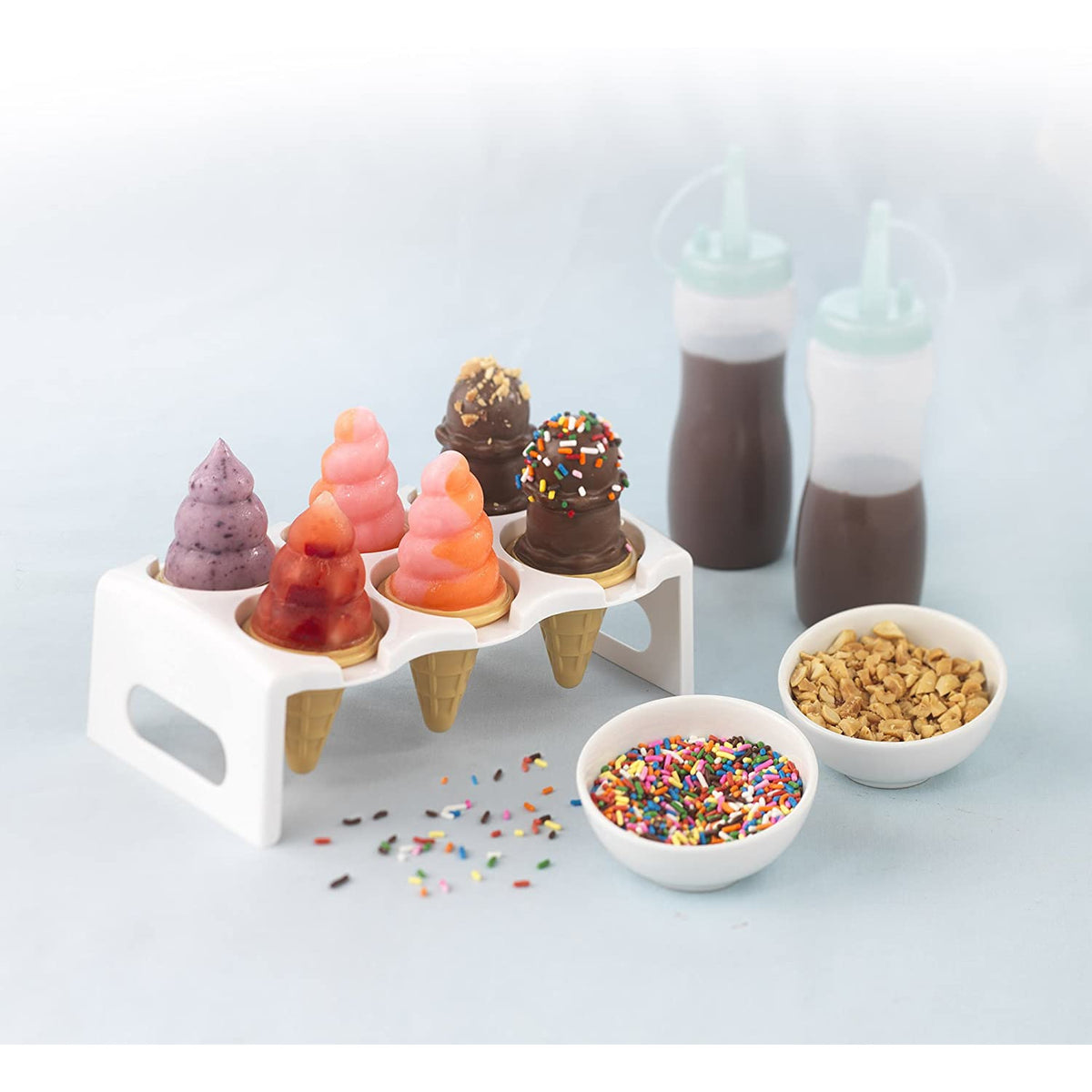 Molde para Mini Paletas Congeladas de 6 Unidades con Bandeja Azul