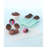 Molde de silicona de 12 cavidades para galletas bañadas en chocolate, 4 formas, azul