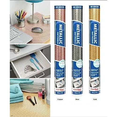 Premium Nοn-Adhesive Non-Slip Counter Top, Drawer and Shelf Liner Silver 18in x 4ft