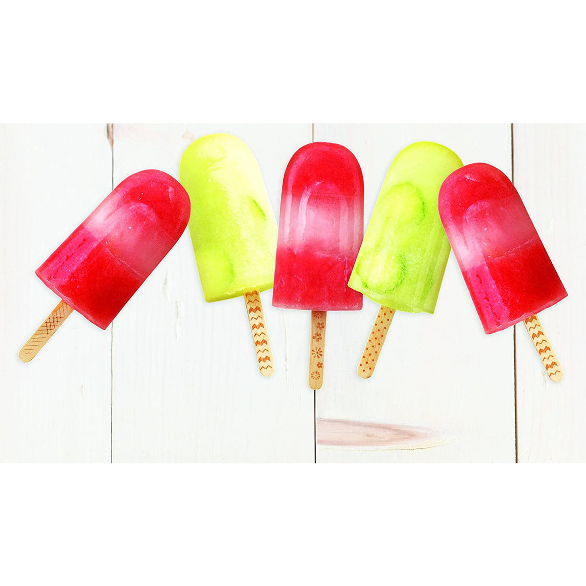 50 palitos de madera con patrón para helado